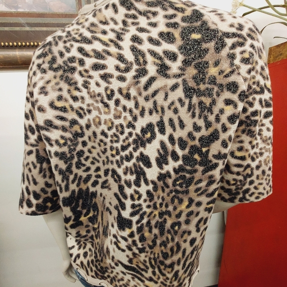 Chico's Women's Leopard Print Open Cardigan Lacing Detail Size 2 (Large/12) Top - Picture 3 of 3
